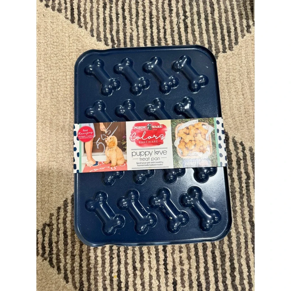 Nordic Ware Puppy Love Navy Dog Bone Treat Pan Nonstick Baking Mold New W Tag